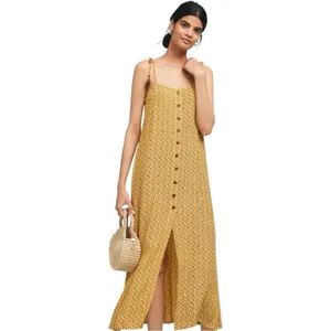 Faithfull the‎ Brand Raquel Yellow Floral Button Front Midi Dress 2 thumbnail 3