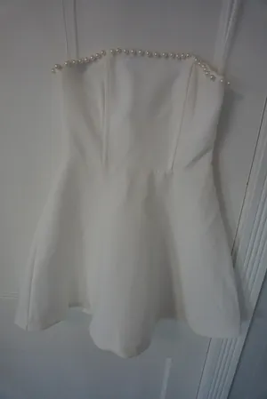 Altar'd State White Strapless Mini Dress thumbnail 2
