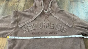 New Orleans Cropped Hoodie Sweatshirt, Women’s Size Large, Brown thumbnail 5