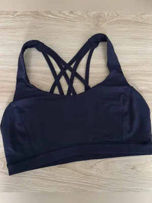 Lululemon 8 Free To Me Sports Bra Navy Strappy Back Active Workout thumbnail 2