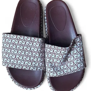 Brown Monogram Platform Slide Sandals Y2K Neutral Resort Quiet Luxury Size 4 thumbnail 2