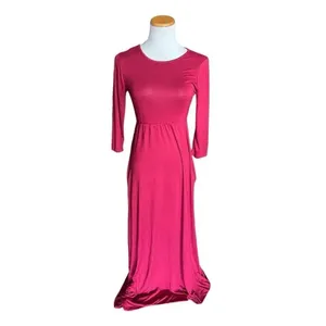 NWT Womens ReoRia 3/4 Sleeve Cranberry Jersey Knit Maxi Dress - Sz S thumbnail 2