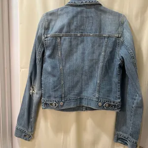 Abercrombie & Fitch Light‎ Wash Denim Jacket Distressed Classic Button Front M thumbnail 3