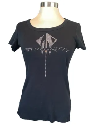Bella T-shirt Stingray & a stingray on front in rhinestones shirt sleeve Sz Med thumbnail 1