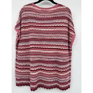 Loft Chevron Pullover Sweater Knit Women L Multi Pink Lightweight Summer Top thumbnail 4