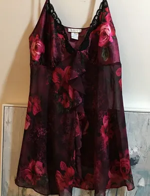 PRIVATE LUXURIES SEMI SHEER ADJUSTABLE STRAP TOP‎ Purple Size XL thumbnail 1