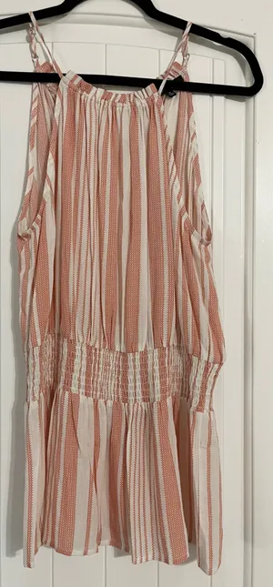 Staccato Slip on peachwhite spaghetti strap stripped elastic waist top thumbnail 1