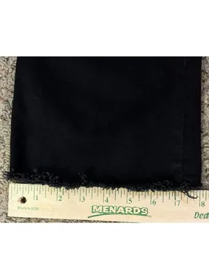 Zara Womens 10 Black Cropped Straight Leg Jeans Raw Hem High Rise Used thumbnail 10