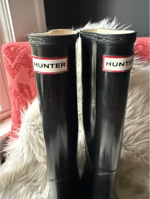 Hunter Black Tall Rain Boots with Adjustable Buckle thumbnail 5