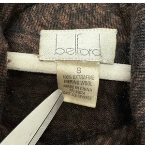 Vintage Belford Women's Extrafine Merino Wool Turtleneck Sweater Leaf Print‎ thumbnail 5