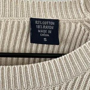 Vintage IZOD Ribbed Knit Crew Neck Sweater Sz S preppy Coastal Fisherman Beige thumbnail 7