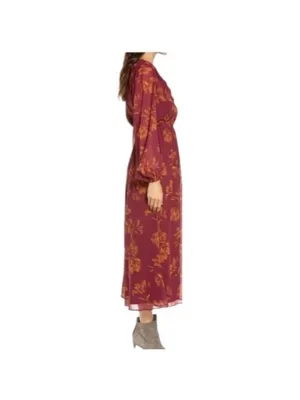 Chelsea28 Maxi Dress Burgundy Size XS Floral Coastal Wedding Bohemian Flowy Cute thumbnail 7