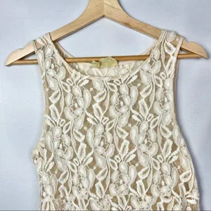 Free People Ivory Miles of Lace‎ Mini Dress M thumbnail 4