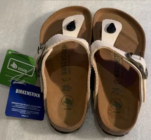 Birkenstock White Canvas Buckle Slide Sandal NWT thumbnail 1