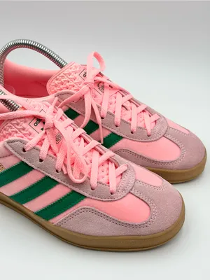 adidas Originals Gazelle Indoor W Glow Pink Court Green Gum Women Casual JI2713 thumbnail 2