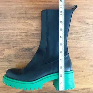 STEVE MADDEN Leather Chelsea Midi Boot Size 6 Black Platform Lug Sole Block Heel thumbnail 13