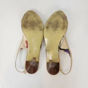 Massimo Baldi Womens Sandals Size 6.5 Cream Floral Open Toe Slingback Heels thumbnail 7