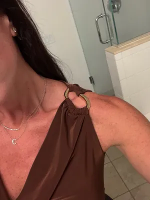 Cowl Neck Top with Gold Hardware Brown thumbnail 2
