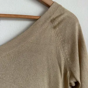 Vintage Banana Republic Gold Knit Off the Shoulder Top thumbnail 11