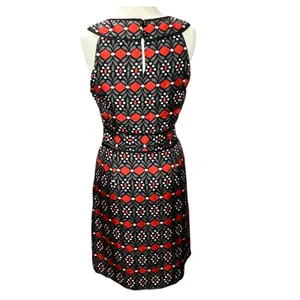 Milly Sheath Dress 2 Black Gray Red Silk Geometric‎ Sleeveless Modern Chic Party thumbnail 5