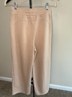 Caracilia Women's Beige Wide Leg Drawstring Lounge Knit Pants Size S thumbnail 3