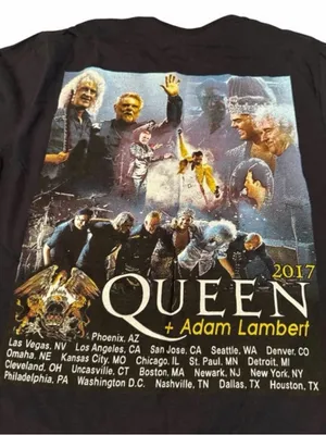 Queen + Adam Lambert 2017 Tour Band Tee Size Medium Black thumbnail 4