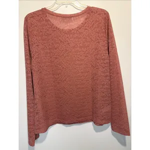 Loft NWT mauve pink full floral lace sheer long sleeve blouse Size XL thumbnail 2