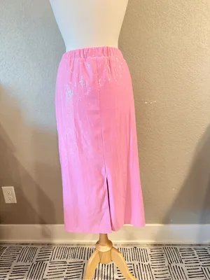 St. John’s Bay Pink Sequin Midi Skirt M Disco Party Barbiecore thumbnail 2