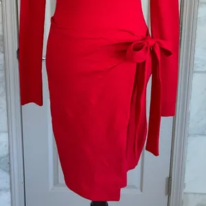 VICI‎ Red Long Sleeve Faux Wrap Side Tie Mini Dress DD7228VC Womens Medium thumbnail 9