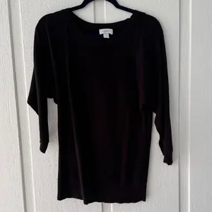 LOFT Dolman Sleeve Tunic Top Blouse Casual Comfy Black Size Medium‎ thumbnail 4