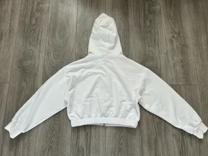 White Cotton Graphic Print Full Zip Hoodie Sweatshirt Size Medium thumbnail 7