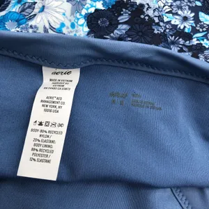 Aerie Swim Womens Bikini Bottom Floral Blue White M thumbnail 3
