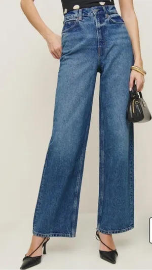 Reformation Women's Wes High Rise Wide Leg Jeans Blue Denim 32 thumbnail 1