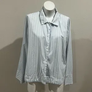 COS blue striped collared button up shirt thumbnail 3