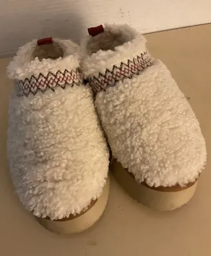 Women plush fuzzy faux fur fleece platform slipper boot mules US 6.5 thumbnail 1