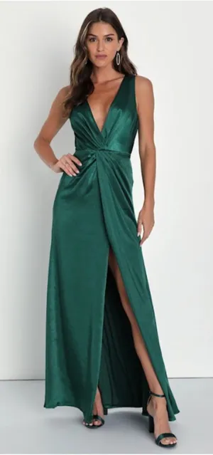 LULU's Elegant Sophisticated Sexy Chic Satin Wedding Holiday Satin Maxi Dress thumbnail 1