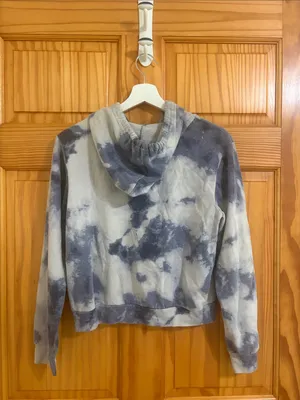 Boutique Brand Size Small Blue Tie Dye Hooded Sweatshirt thumbnail 4