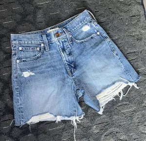 Madewell Relaxed Mid-Length Distressed Denim Shorts Blue 23 thumbnail 1