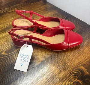 Time And Tru Red Sling Back Flats Size 7 thumbnail 1