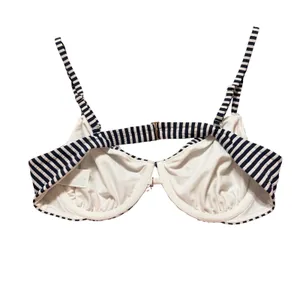 Abercrombie & Fitch Navy White Striped Underwire Bikini Top Anchor Charm Large thumbnail 5