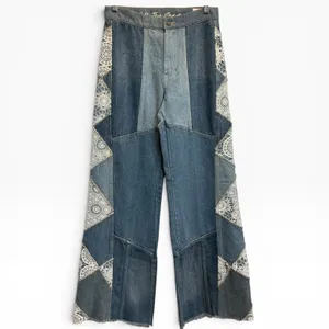 Free People In‎ My Element Patched Flare Jeans Blue Lace Crochet 25 thumbnail 2