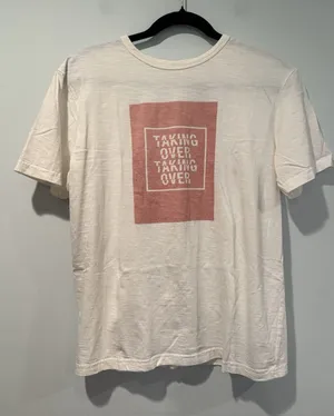 MNG Graphic Tee Womens Small "Taking Over" Travel Festival Casual Soft Sheer thumbnail 1