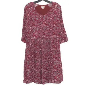 Garnet Hill Womens Dress Boho Fairy Paisley Pockets 3/4 Sleeve V Neck Red 4 GK thumbnail 6