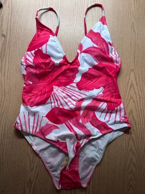 B45 New Women AMI 1pc Tropical Palm Leaf 🌴Print Swimsuit size Small/Medium thumbnail 1