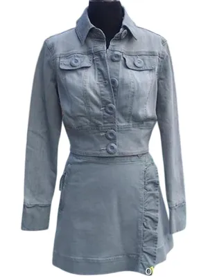 Cache Gray Denim Wrap Ruched Skirt Off Set Side Zip Pull Stretch $98 NWT Size 8 thumbnail 1