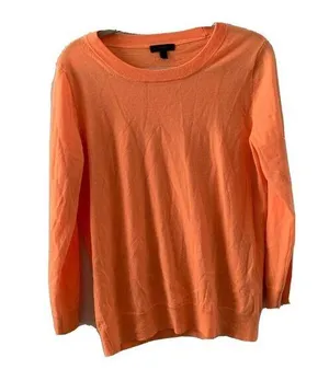J. Crew Womens Size Large Orange Merino Wool Blend Pullover Sweater thumbnail 1
