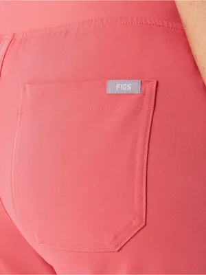 Figs Coral Drawstring Cargo Joggers with White Tie thumbnail 4