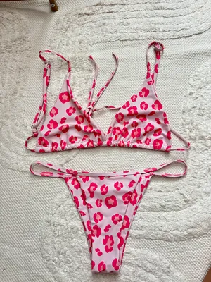Zaful Pink Cheetah Print Bikini thumbnail 1