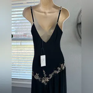 NWT Vintage Cache 90's Y2K Silk Beaded Gown Dress‎ Size 6 thumbnail 6
