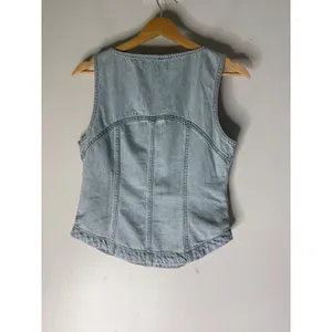 Madewell Women Light Wash Denim Button Front Vest Top Size 2 Cotton Scoop Neck thumbnail 2